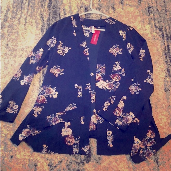 NWT, navy floral kimono style open longline cardigan sweater - Picture 6 of 6